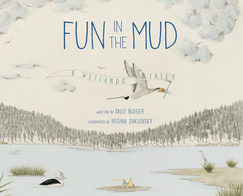 Bird flying on cover of Fun in the Mud book