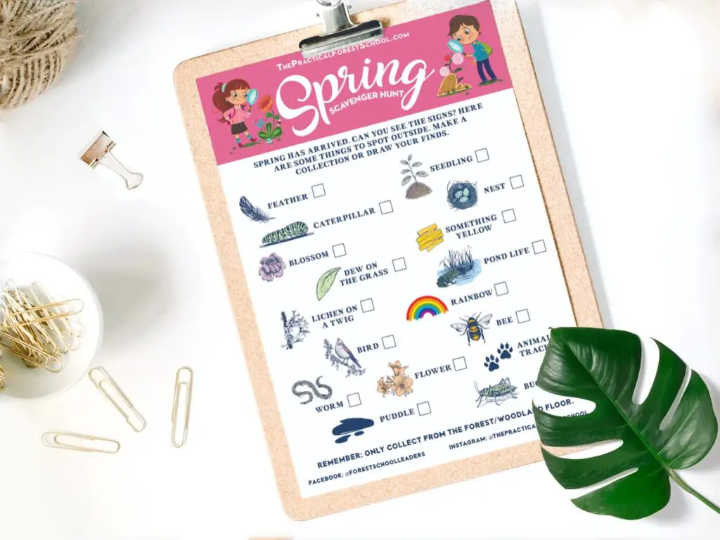 Spring Outdoor Scavenger Hunt with free printable 3 outdoors spring scavenger hunt printable