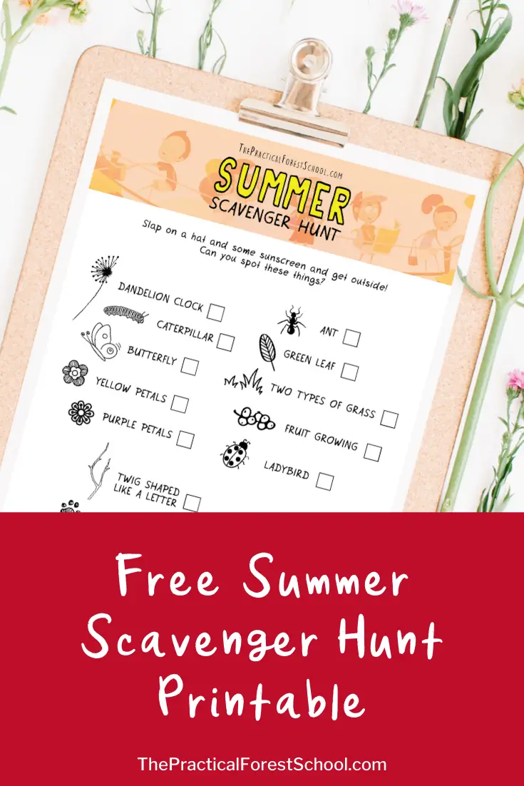 Summer Outdoor Scavenger Hunt with free printable