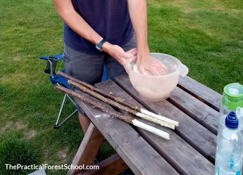 making campfire bread