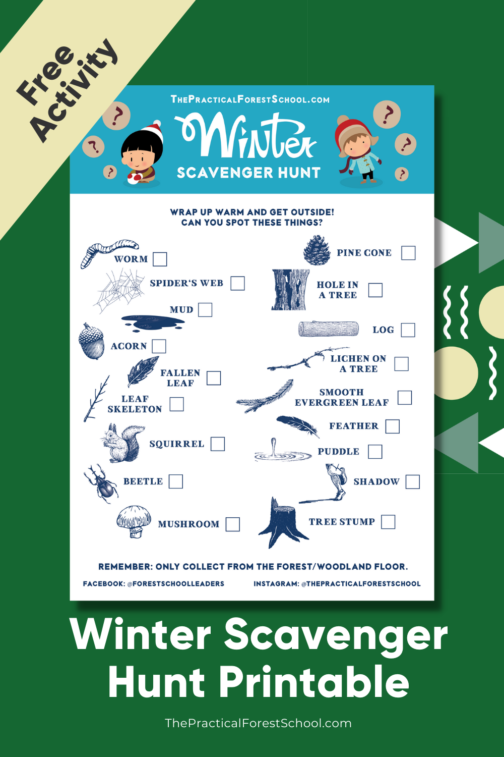 Outdoors Winter Scavenger Hunt Printable