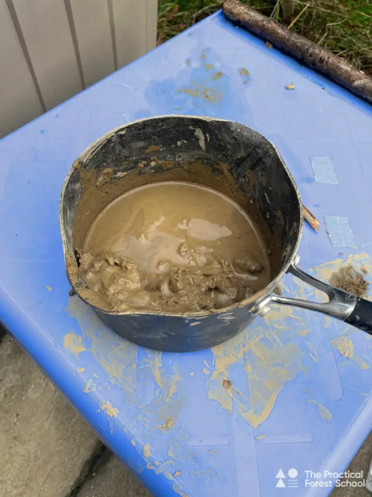 Saucepan full of mud
