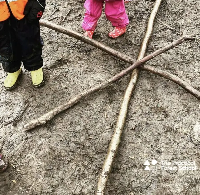 Children standing in a forest