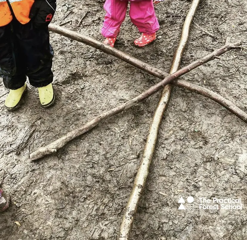 Children standing in a forest